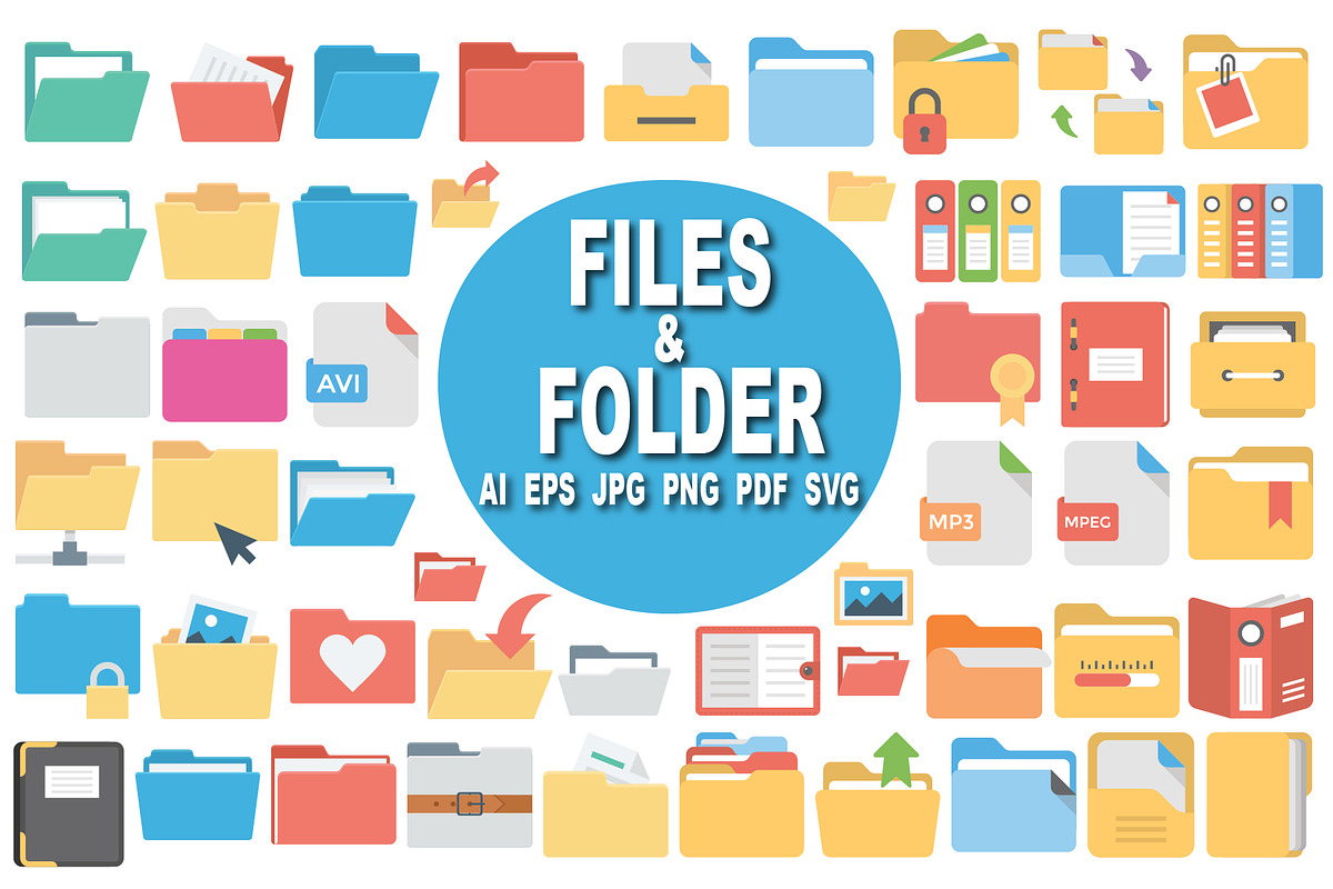 Essential Files and Folders Icons., an Illustration by Vector Portal (Photo 1 of 5)