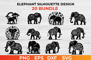 Elephant Silhouette Design bundle, an Animal Illustration by bossdesigner (Thumbnail 1 of 3)