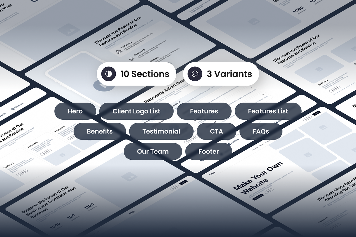 Landing Page & Website Sections Kit, an UI Kit Template by SLAB! Design (Photo 2 of 3)