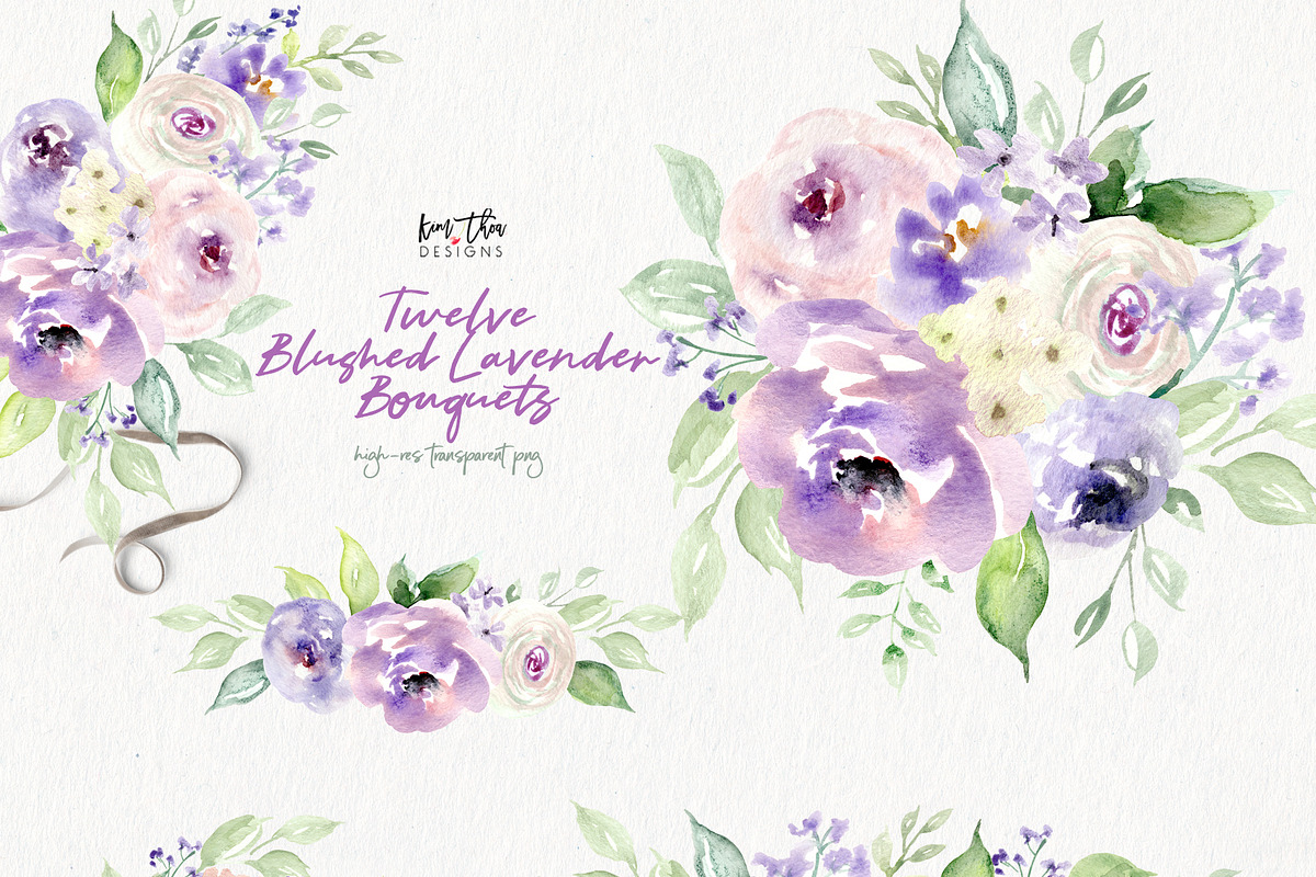 Blushed Lavender Floral Set, an Illustration by Kim Thoa Designs (Photo 3 of 10)