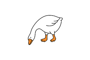 Goose illustration bending head low, an Animal Illustration by GraphiShop