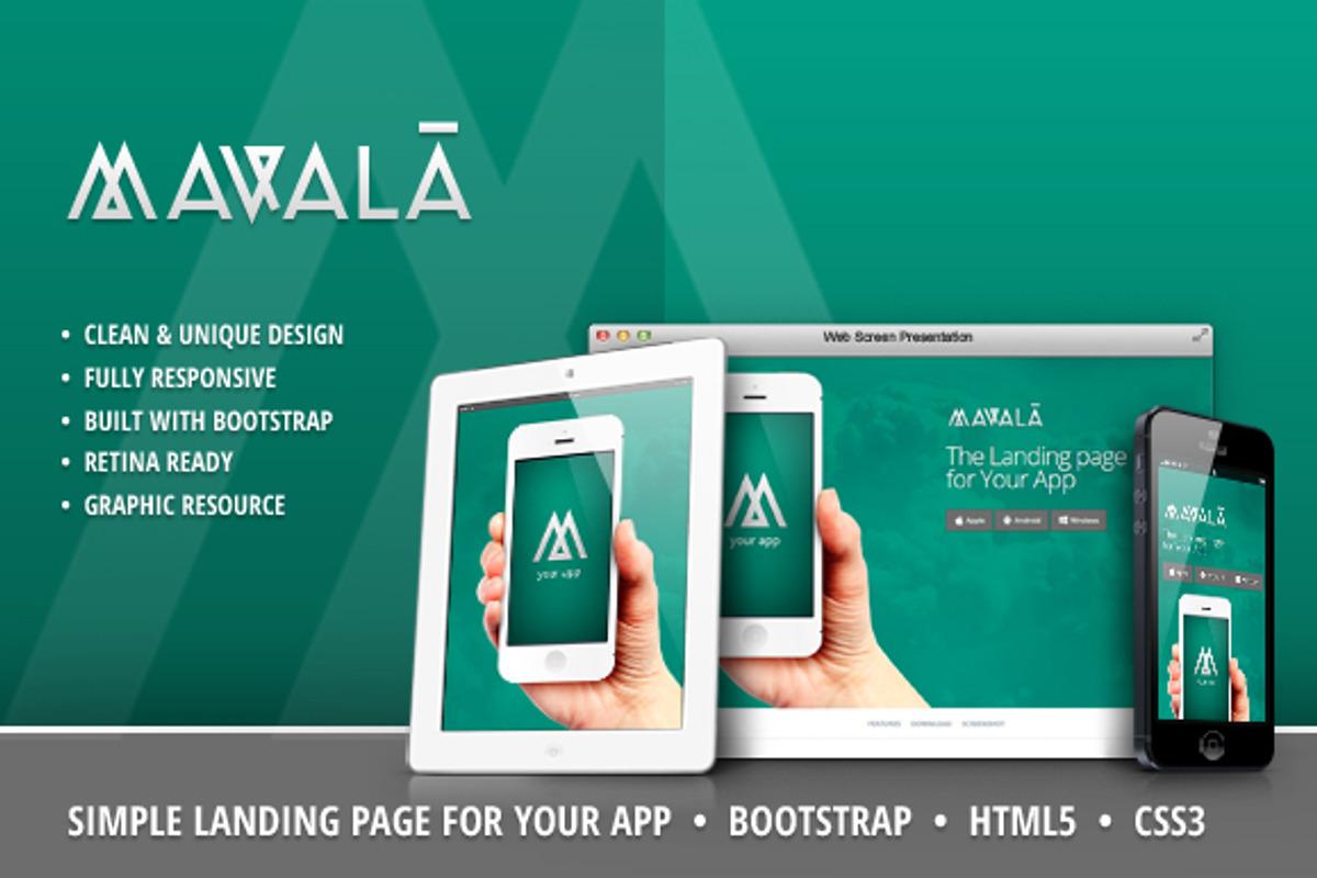Mavalà - Simple Landing Page, an App Template by Visuallay