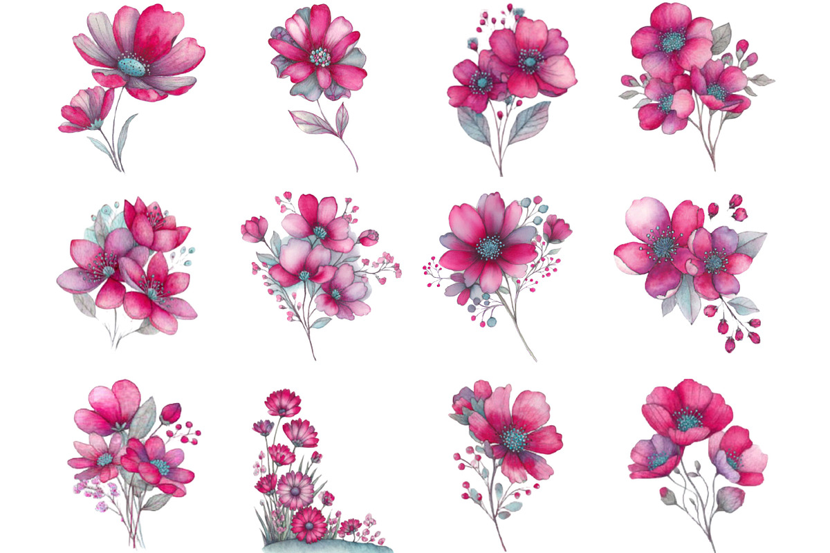 Whimsical Spring Wildflower Clipart, an Illustration by Designking (Photo 2 of 5)