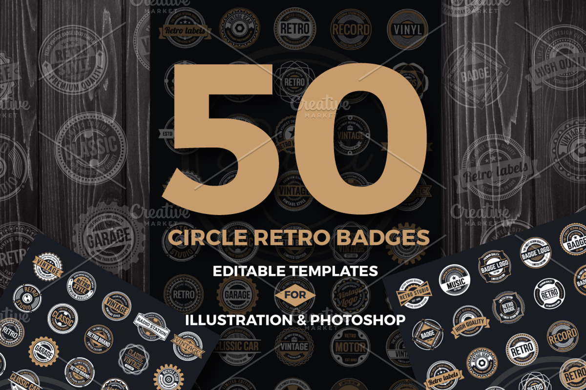 50 Vintage Round Badge & Logo, a Branding & Logo Template by Raftel (Photo 1 of 5)
