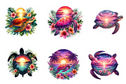 Sunset Sea Turtle Sublimation, an Illustration by CreationArt (Thumbnail 3 of 4)