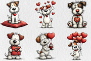 Whimsical Valentine Dogs Clipart, a Seasonal Illustration by Rose Art (Thumbnail 2 of 6)