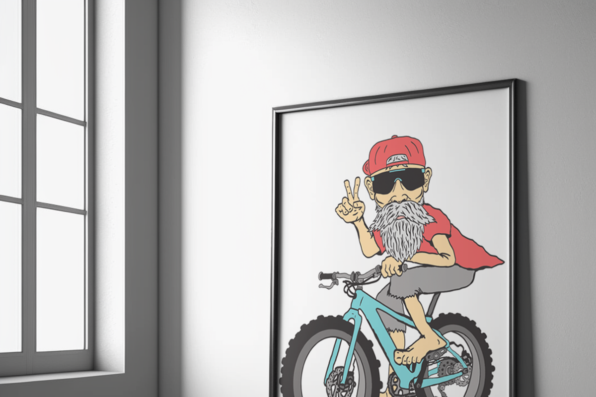 Groovy Bearded Mountain Biker vector, a Person Illustration by Fresh Wave Design (Photo 7 of 8)