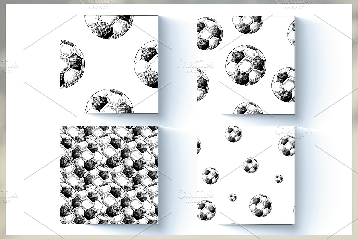Football. Sketch, patterns and frame, an Object Illustration by Canatic (Photo 6 of 9)