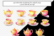 Watercolor Raspberry Tea Clipart, a Graphic by AllTheKewtClipart (Thumbnail 2 of 5)