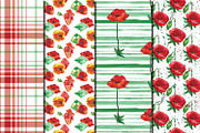 Watercolor Poppies patterns, a Pattern Graphic by DollyPotterson (Thumbnail 2 of 6)