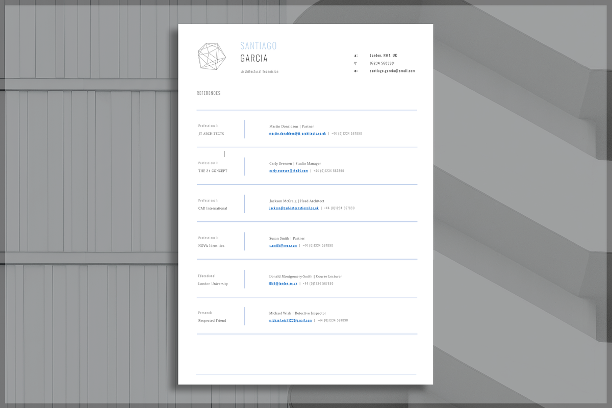 Architect Resume Template, a Resume Template by introDuice - CV / Resumes (Photo 5 of 6)
