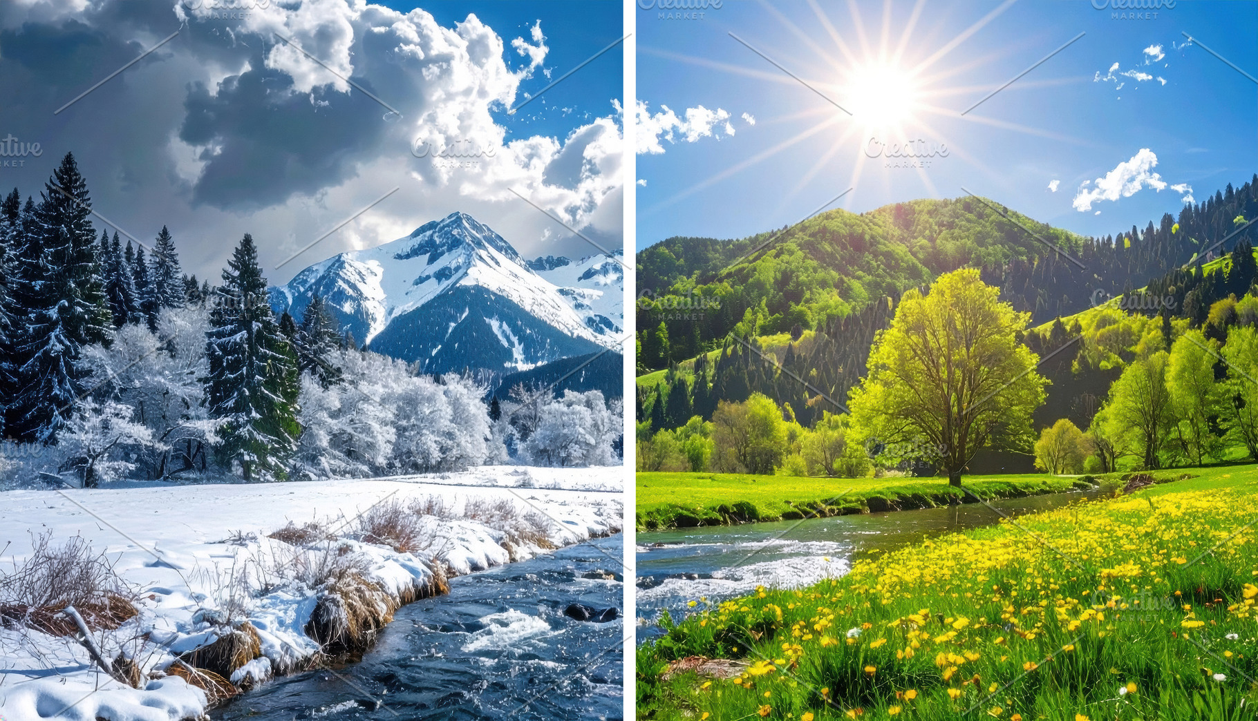 Winter to Spring Transition in Mountain Valley, a Nature Photo by Davizro's Market