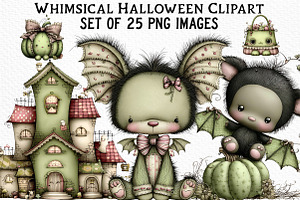 Whimsical Halloween Clipart Bundle, an Illustration by Craft Nest