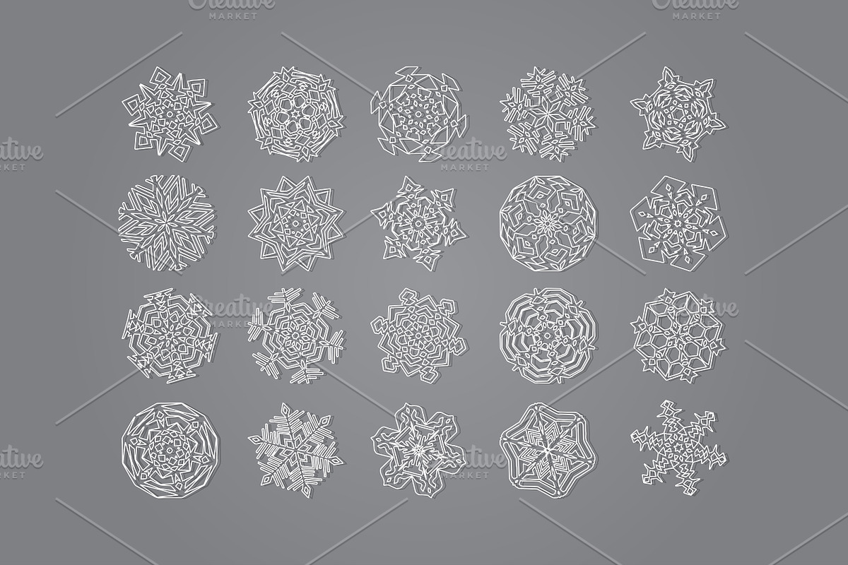 Set of abstract snowflakes