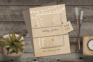 Brown Wedding Invitation Suite