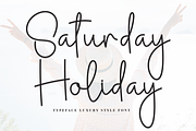 Saturday Holiday | Script Font, a Handwritten Font by Scratchones (Thumbnail 1 of 8)