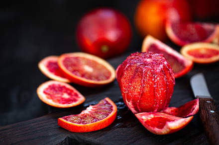 Fresh ripe red blood oranges