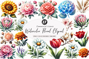 Watercolor Floral Clipart Bundle, an Illustration by SinaCreation (Thumbnail 1 of 5)