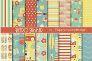 Retro summer papers, a Pattern Graphic by Poppymoondesign (Thumbnail 1 of 5)