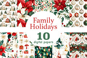 Family Holidays Digital Paper, a Pattern Graphic by GlamArtZhanna (Thumbnail 1 of 4)