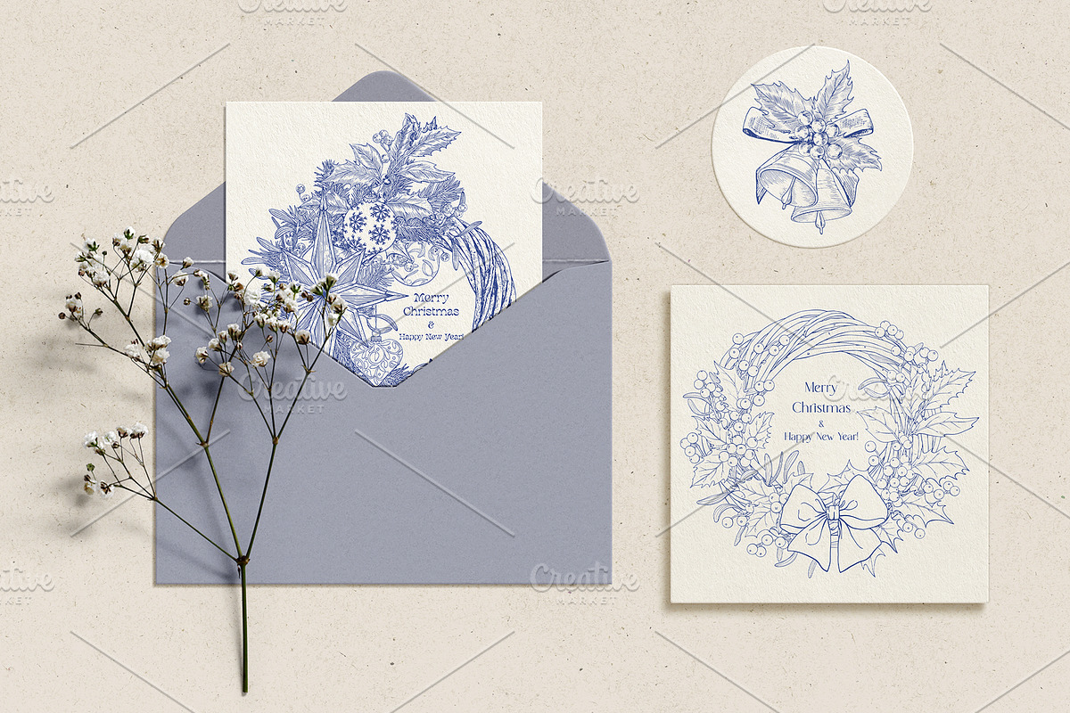 Christmas Wreaths & Decor Vector set, an Object Graphic by ON_lineart_store (Photo 7 of 10)