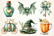 Sage Green Halloween Clipart, an Illustration by Dream Creation (Thumbnail 4 of 7)