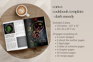 Dark Moody Canva Cookbook Template