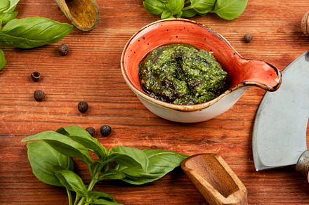 Homemade classic basil pesto sauce., a Food & Drink Photo by MLunov MLunov