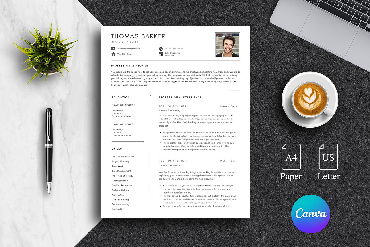 Minimal Resume Template Pack | Canva, a Resume Template by Lux Resume (Photo 1 of 9)