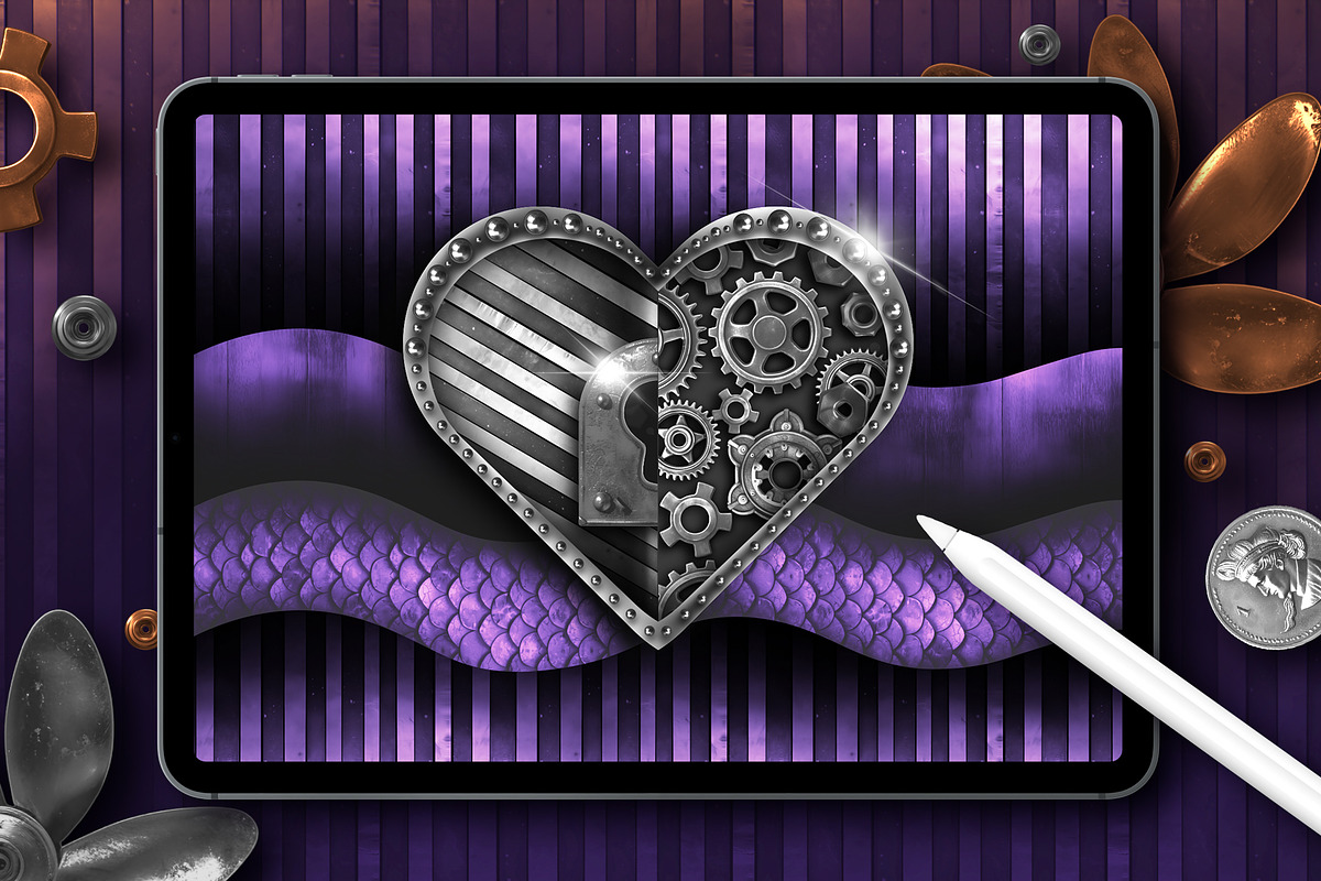 Steampunk brushes for Procreate, a Brush Add-On by seamless team (Photo 2 of 9)