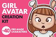 Cartoon Girl Avatar Creation Kit, a Person Illustration by wowu (Thumbnail 1 of 8)