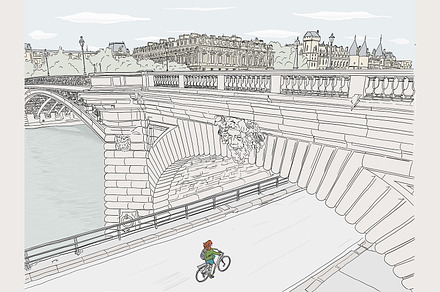 Paris Bridge River Seine Drawing