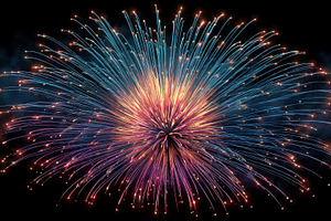 Vibrant Fireworks Display Night Sky, an Abstract Photo by Pixeness Studio