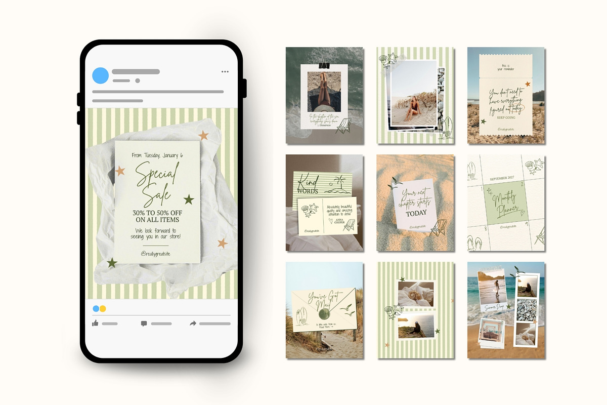 Green Coastal Scrapbook Instagram, a Social Media Template by Anna Design Studio (Photo 6 of 11)