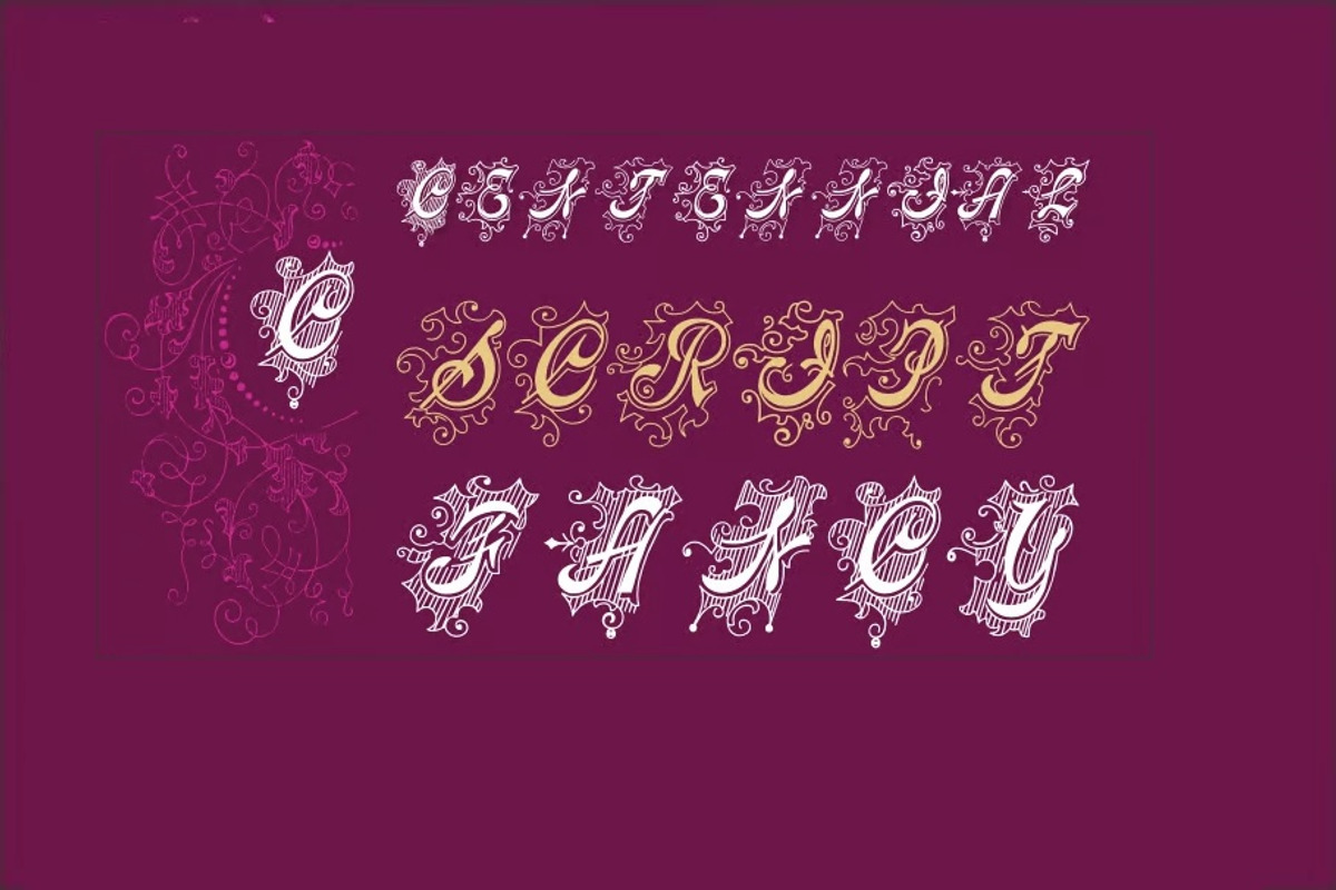 Centennial Script Fancy PACK, a Blackletter Font by Intellecta Design (Photo 1 of 5)