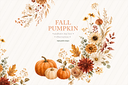 Pumpkin Floral Pampas Grass Clipart, a Seasonal Illustration by Sunflower Day Love (Thumbnail 2 of 6)