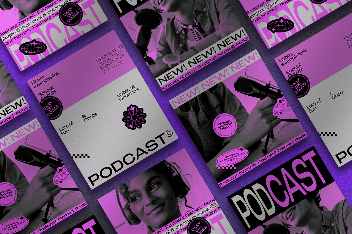 Bold Podcast Social Media Set, a Templates & Theme by wavebreak