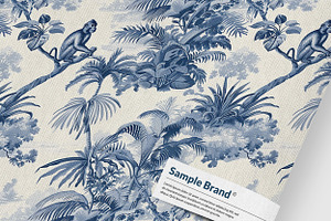 JUNGLE BLUE TOILE Seamless Pattern