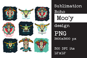 Sublimation Design Bull Cow Skull