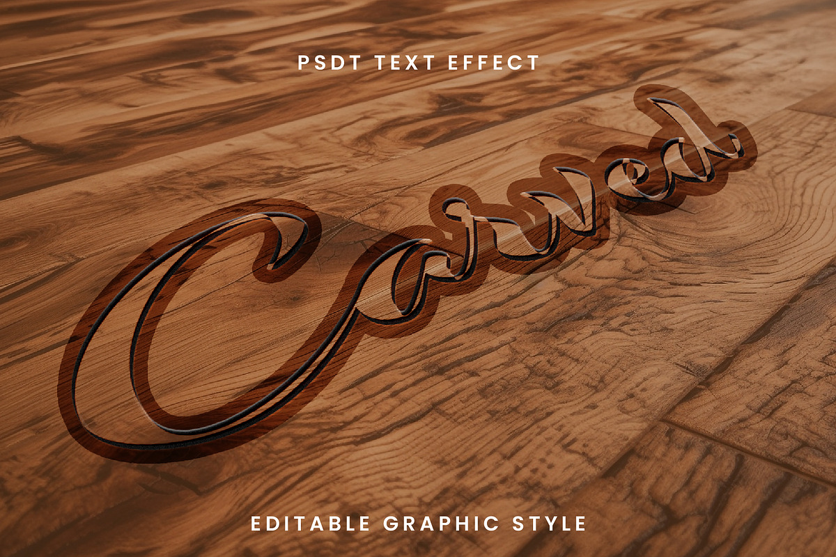 Engraved Wood Script Text Effect, a Templates & Theme by studiogstock
