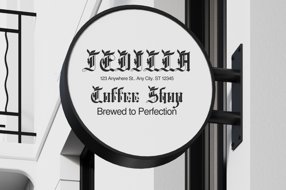 Jevilla - Gothic Blackletter Font, a Blackletter Font by Dhabee (Photo 4 of 17)