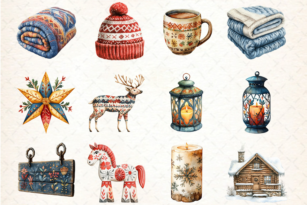 Nordic Christmas Clipart, an Illustration by DreamCafeArt (Photo 2 of 4)