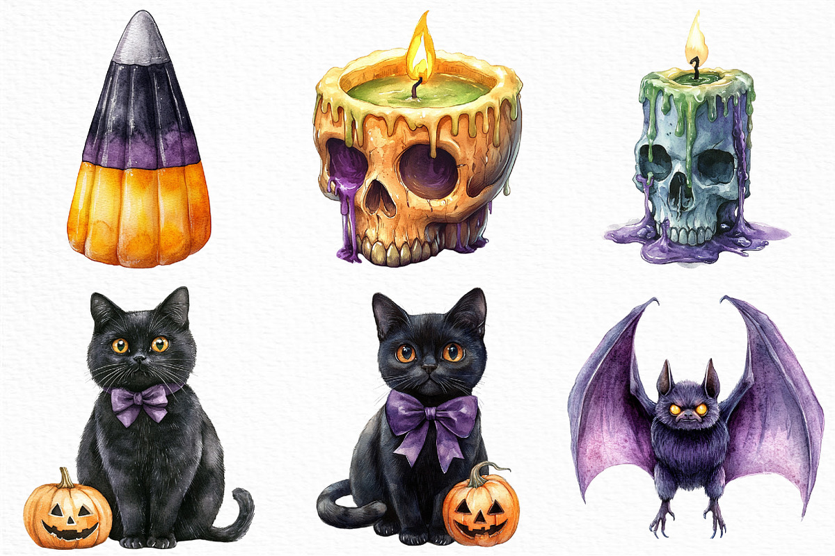 Spooky Purple Halloween Clipart, an Illustration by Craft Nest (Photo 4 of 6)