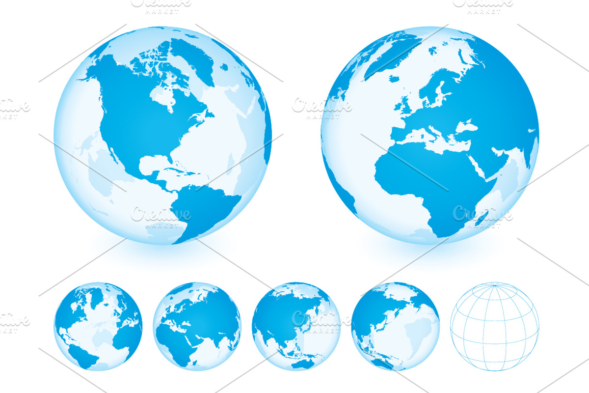 Globe with World Map. Blue., a Work Illustration by Maril