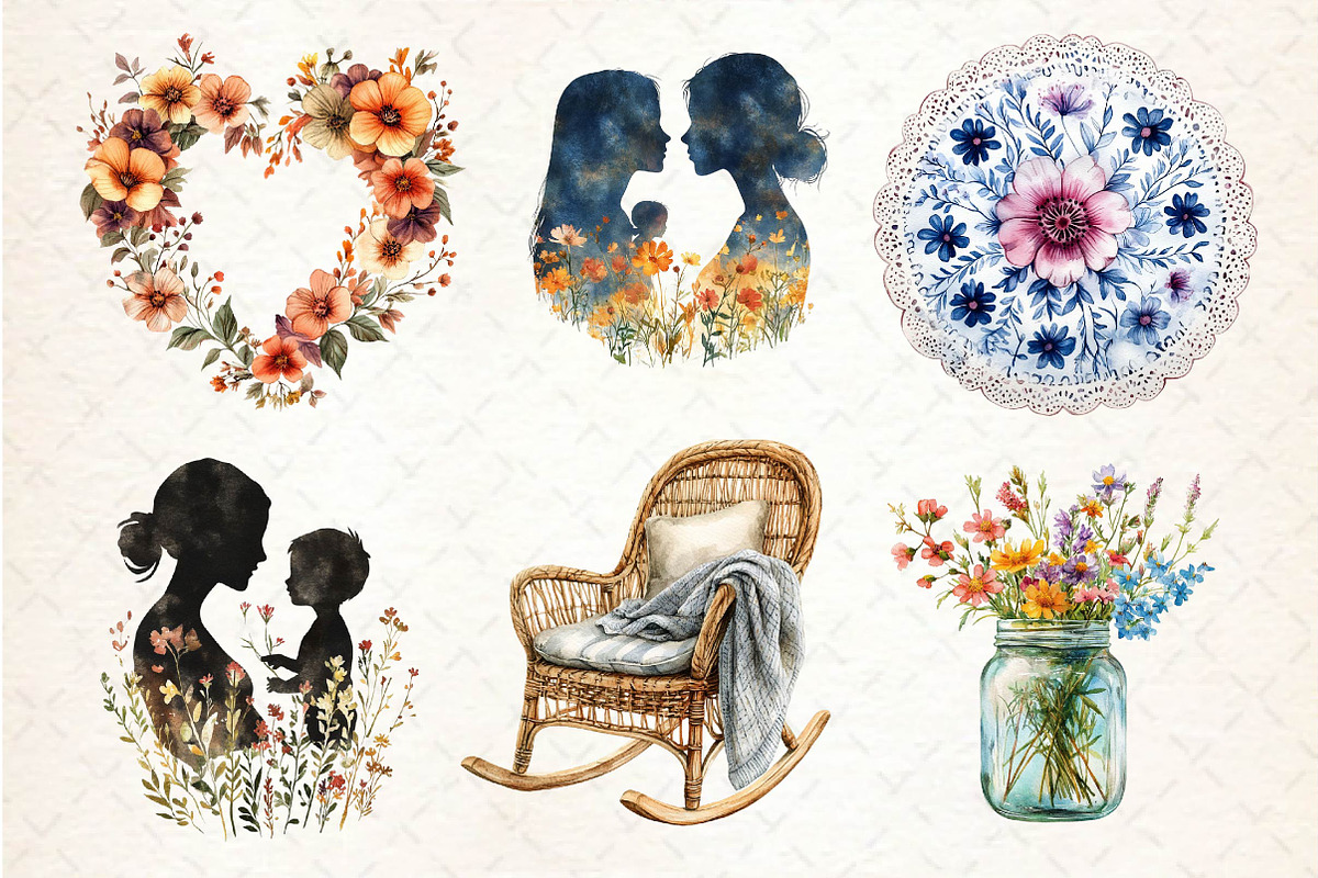 Boho Mothers Day Clipart, an Illustration by Dream Creation (Photo 3 of 6)