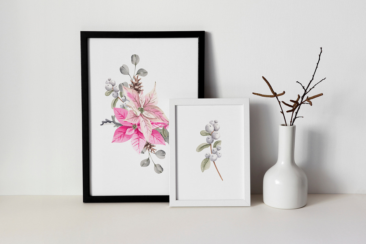 Winter Pink Flowers, an Illustration by YuliyaArtGarden (Photo 6 of 9)