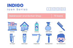 70 Hairdresser And Barber Shop Icons