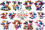 Funny Cow Sublimation Clipart, an Illustration by RobertsArt (Thumbnail 1 of 7)