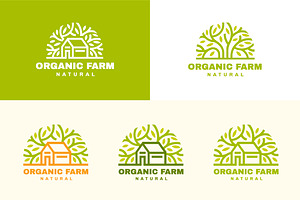 Organic farm logo set