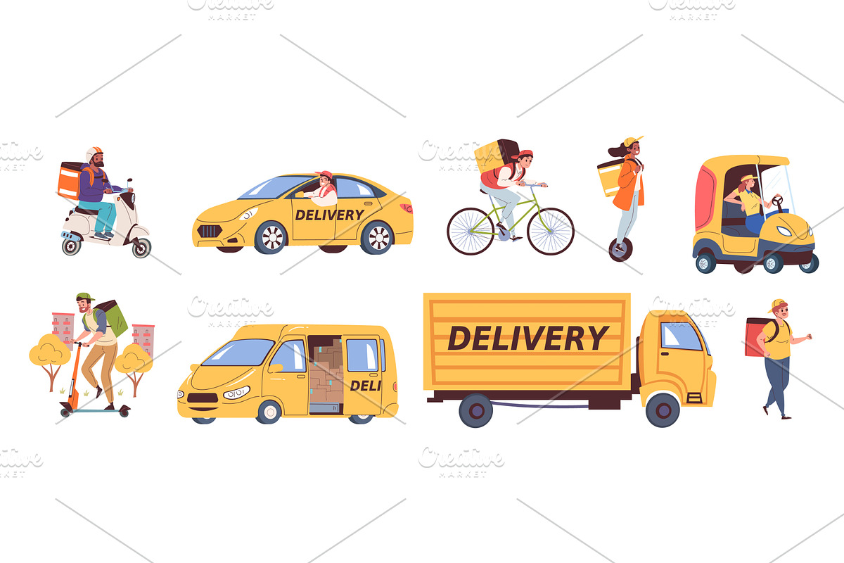 Delivery transport type. Walking, a Transportation Illustration by Stock-Smart-Start